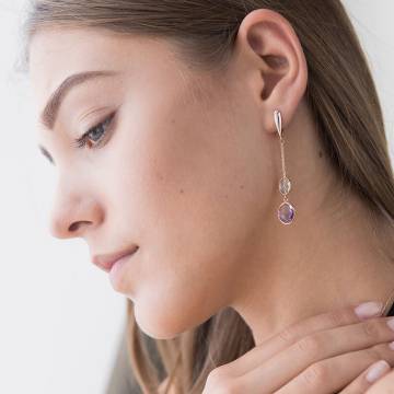 Золотые серьги с аметистом и топазом с02387 Золотые серьги с аметистом и топазом с02387