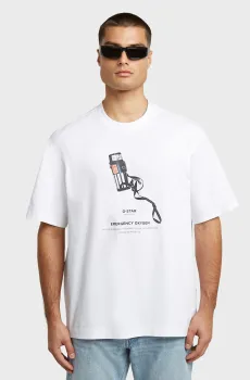 Мужская белая футболка Archive print boxy r t Белый XL G-Star RAW D24429,C336