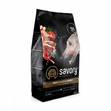 Сухой корм для собак Savory Adult All Breeds Fresh Duck & Rabbit со свежим мясом утки и кролика, 3 кг Сухой корм для собак Savory Adult All Breeds Fresh Duck & Rabbit со свежим мясом утки и кролика, 3 кг