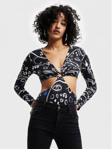 Desigual Боді 22WWQK06 Чорний Slim Fit Desigual Боді 22WWQK06 Чорний Slim Fit