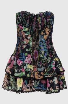 Черное платье бюстье Sora в цветочный принт