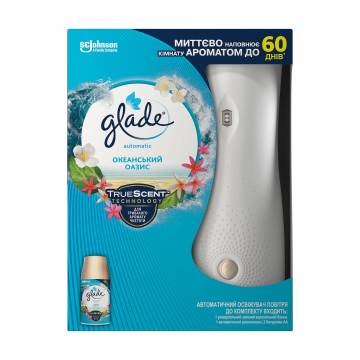Автоматический освежитель воздуха Glade Океанский оазис, 269 мл (сменный баллон, 1 шт + автоматический распылитель, 1 шт)