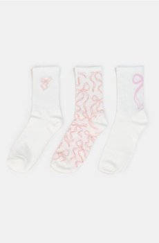 Високі шкарпетки з мотивом бантиків 3 pack - білий