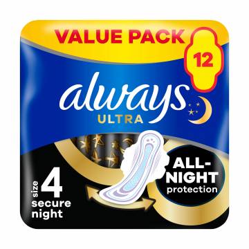 Гигиенические прокладки Always Ultra Secure Night, размер 4, 12 шт Гигиенические прокладки Always Ultra Secure Night, размер 4, 12 шт