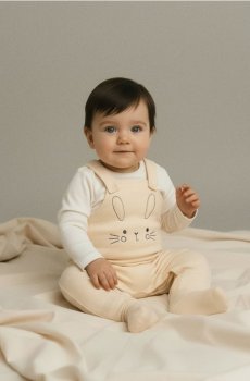 Комплект: боді та напівкомбінезон - нюдовий