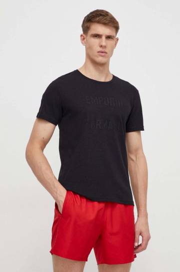 Футболка лаунж Emporio Armani Underwear цвет чёрный с аппликацией Футболка лаунж Emporio Armani Underwear цвет чёрный с аппликацией