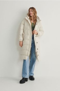 Reserved - Довга куртка з поясом - нюдовий - 9597B-02X