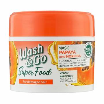 Маска Wash&Go Super Food Mask для поврежденных волос, с папайей и морингой, 300 мл