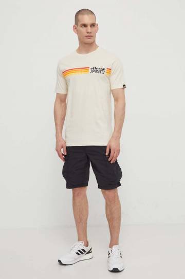 Хлопковая футболка Ellesse Sorranta T-Shirt мужская цвет бежевый с аппликацией SHV20128 Хлопковая футболка Ellesse Sorranta T-Shirt мужская цвет бежевый с аппликацией SHV20128