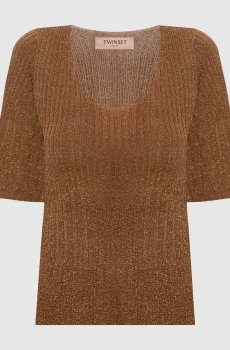 Коричневый топ с люрексом