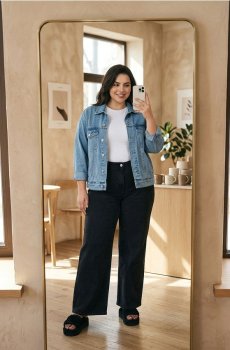 Джинси wide leg Plus Size - чорний