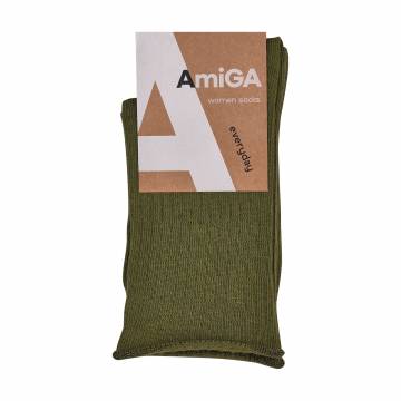 Женские носки AmiGA высокие, антистресс рубчик, хаки, размер 23-25 Женские носки AmiGA высокие, антистресс рубчик, хаки, размер 23-25