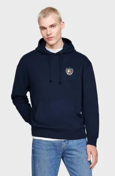 Мужское темно-синее худи TJM REG TJ FLAG CREST HOOD EXT Синий S Tommy Jeans DM0DM19762