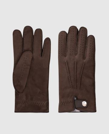 Коричневые замшевые перчатки на меху