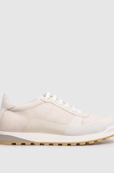 Бежевые кроссовки с вышивкой эмблемы