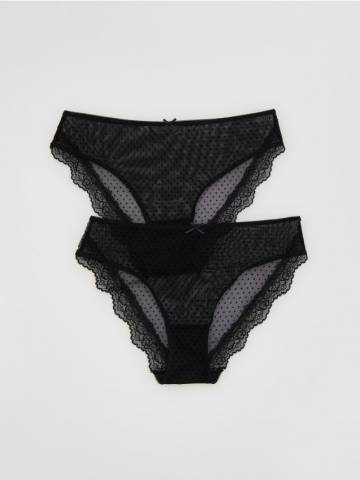 Reserved - Сітчасті трусики, набір з 2 - чорний - 452EZ-99X