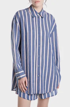 Женская синяя рубашка в полоску Синий S Replay W2166 .000.52762