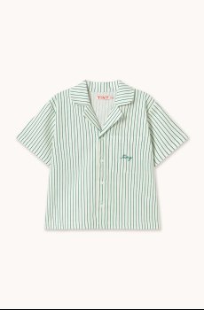Детская рубашка с добавлением льна Tinycottons EMERALD STRIPES SHIRT