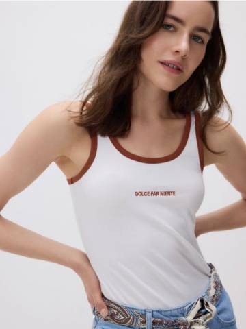 Reserved - LADIES` SINGLET - кремовий - 477GO-01X Reserved - LADIES` SINGLET - кремовий - 477GO-01X