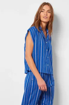 Женская синяя рубашка в полоску CANO Синий L Etam 6539434