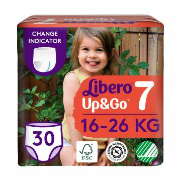 Подгузники-трусики Libero Up & Go размер 7 (16-26 кг), 30 шт Подгузники-трусики Libero Up & Go размер 7 (16-26 кг), 30 шт