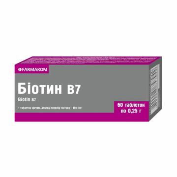 Биотин B7 Farmakom Biotin B7, 60 таблеток Биотин B7 Farmakom Biotin B7, 60 таблеток
