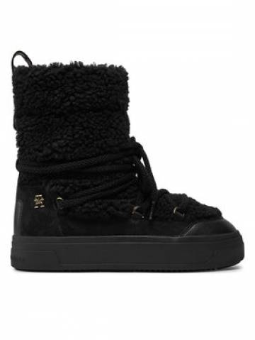 Tommy Hilfiger Снігоходи Lace-Up Faux Shearling Snowboot FW0FW08252 Чорний Tommy Hilfiger Снігоходи Lace-Up Faux Shearling Snowboot FW0FW08252 Чорний