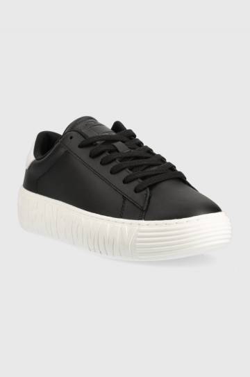 Кожаные кроссовки Tommy Jeans LEATHER OUTSOLE цвет чёрный EM0EM01159 Кожаные кроссовки Tommy Jeans LEATHER OUTSOLE цвет чёрный EM0EM01159