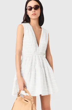 Женское белое платье в полоску Белый 36 MAJE MFPRO04787_White