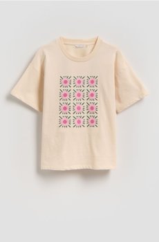 Reserved - Вільна футболка з вишивкою - нюдовий - 077HU-02X