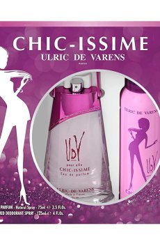 Парфюмированный набор женский Ulric de Varens Chic Issime (парфюмированная вода, 75 мл + дезодорант-спрей, 125 мл)