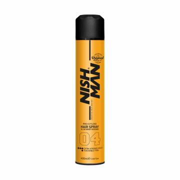 Мужской спрей для укладки волос Nishman 04 Extra Strong Hold Hair Spray экстрасильной фиксации, 400 мл Мужской спрей для укладки волос Nishman 04 Extra Strong Hold Hair Spray экстрасильной фиксации, 400 мл
