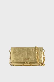 Женский золотистый кожаный клатч Rock Nano Vintage Metal Золотой ONESIZE ZADIG&VOLTAIRE LWBA04344_GOLD