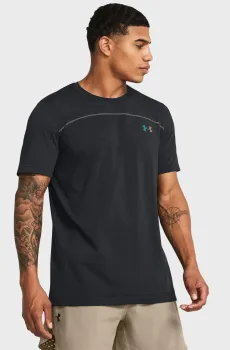 Мужская черная футболка UA Rush Seamless Wordmark SS Черный S Under Armour 1382799-001