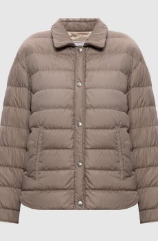 Коричневая пуховая куртка с цепочкой мониль
