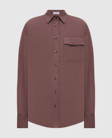 Коричневая рубашка прямого кроя
