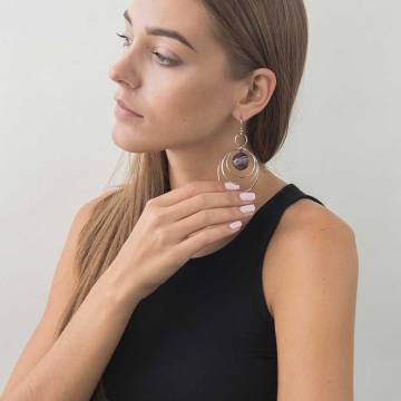 Серьги с агатом 245с24 Серьги с агатом 245с24