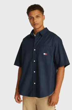 Мужская темно-синяя рубашка EASY POPLIN Синий L Tommy Jeans DM0DM18885