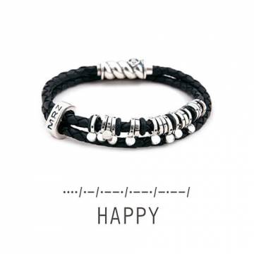 Кожаный браслет Morza Magellan Happy (Счастливый) со вставками из серебра M0106-T15-happy Кожаный браслет Morza Magellan Happy (Счастливый) со вставками из серебра M0106-T15-happy