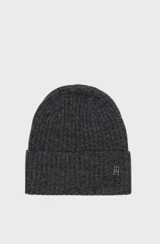 Мужская темно-серая шерстяная шапка TH IMD CASH BLEND BEANIE Серый ONESIZE Tommy Hilfiger AM0AM12806
