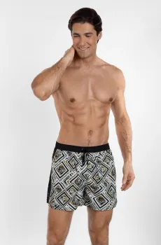 Мужские плавательные шорты с узором Разноцветный L MARC&ANDRE MS24-04