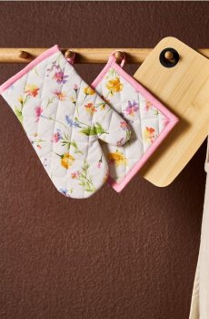 Кухонна рукавиця та прихватка з квітами - різнобарвний