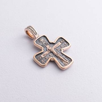 Золотой крест "Распятие. Свт. Николай Чудотворец. Молитва" п02428 Золотой крест "Распятие. Свт. Николай Чудотворец. Молитва" п02428