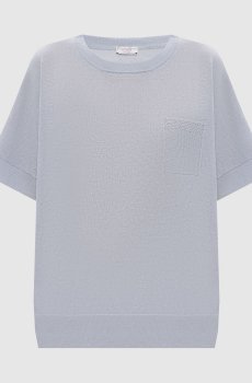 Голубой топ с льном