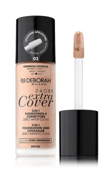 Тональная основа для лица Deborah 24Ore Extra Cover Foundation SPF 20, 02, 30 мл