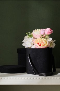 Круглий декоративний flowerbox з ручкою - чорний