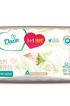 Детские влажные салфетки Dada с рождения, с экстрактом алоэ, 4*72 шт