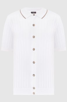 Белая рубашка в рубчик с короткими рукавами