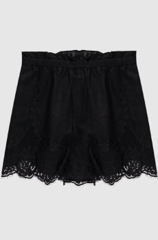 Черные шорты из льна с кружевом