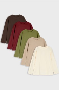 Бавовняні футболки з довгим рукавом 5 pack - хакі